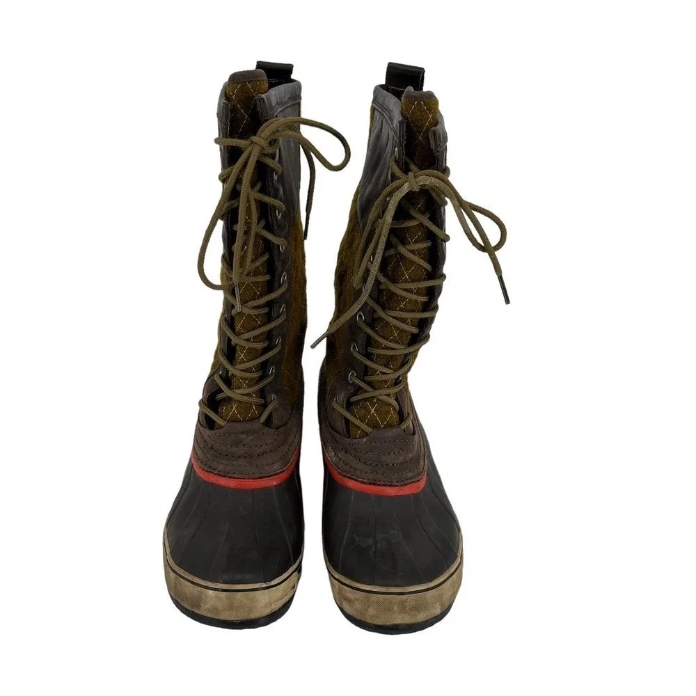 Sorel Boots Sorelli‎ Quilted Wool Green Brown Waterproof Women’s 10